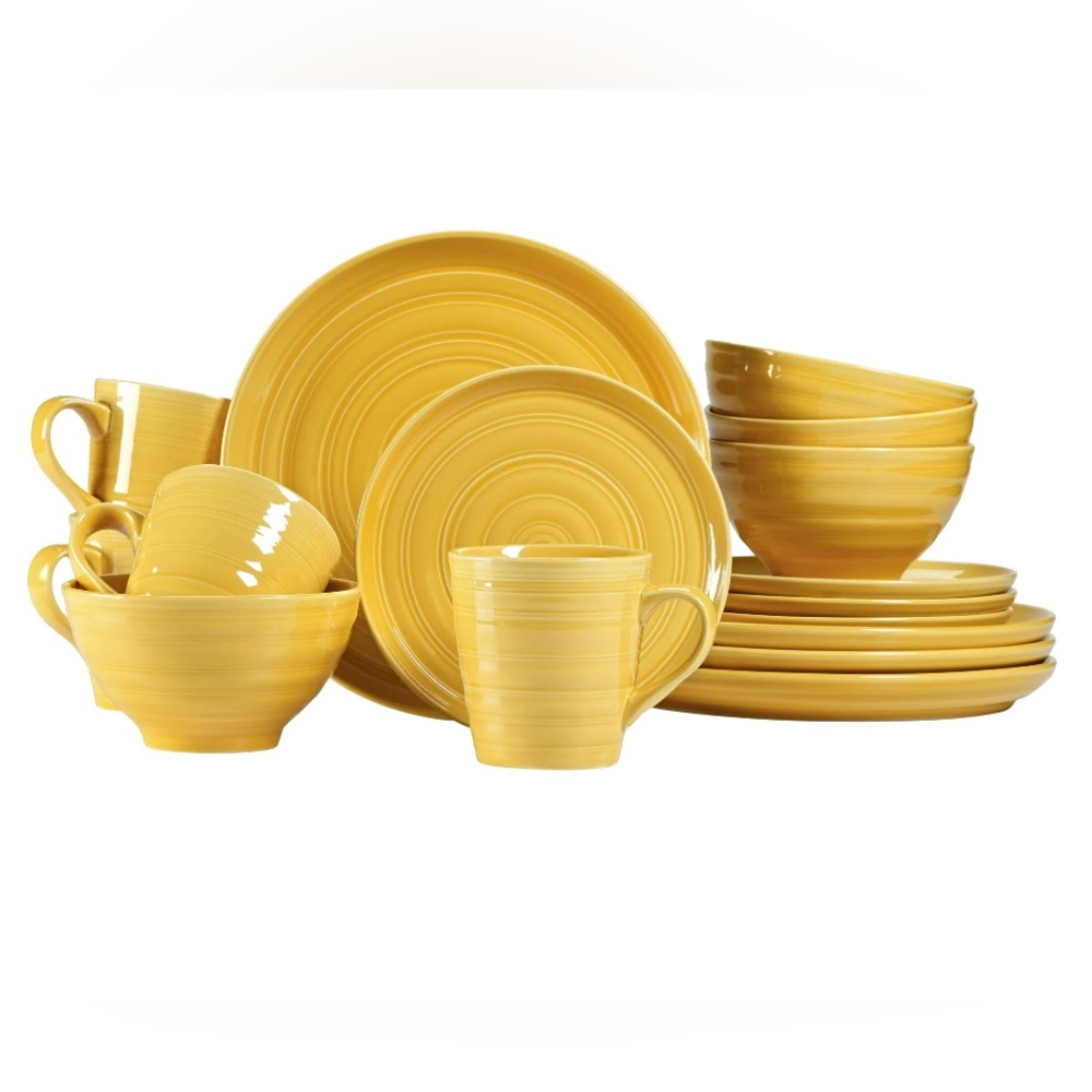 Sunshine Yellow Stoneware 16 -Piece Dinnerware Set